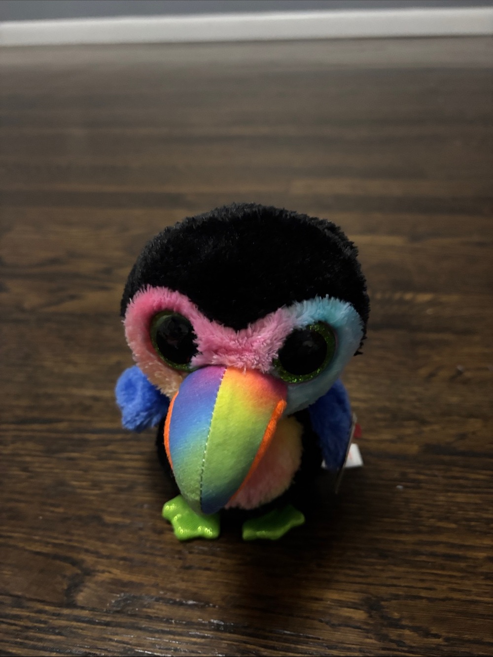Ty Rainbow Beak Toucan Plush - Black with Rainbow & Pink Accents